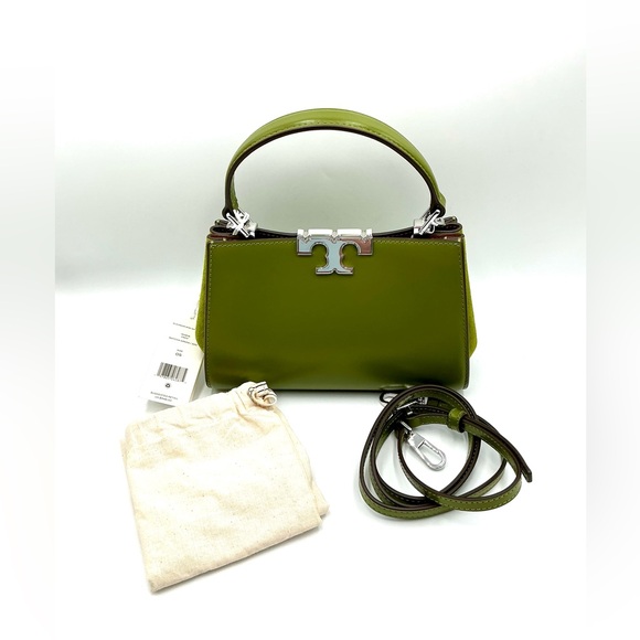 Tory Burch Handbags - Tory Burch Mini Eleanor Leather Suede Matcha Green Satchel #522